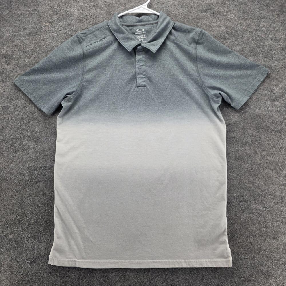 Oakley Hydrofix Polo Shirt Mens M Gray Colorblock Slim Moisture Wicking Golf